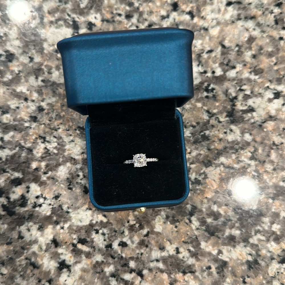 1.5ct Classic Cushion Halo Moissanite Engagement Ring in Sterling Silver